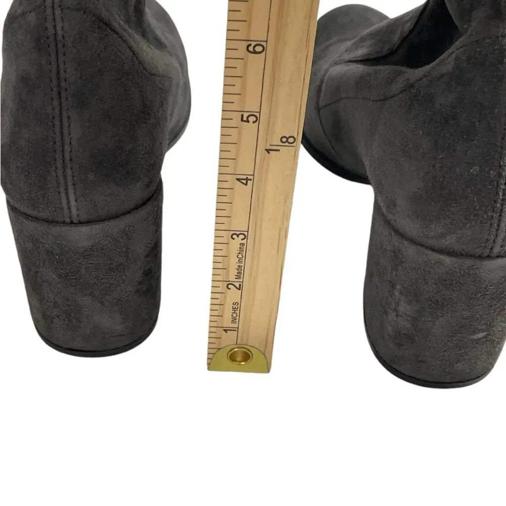 Stuart Weitzman Gray Suede Over-the-Knee Boots Sz‎ 7 Almond Toe Block Heel Shoes